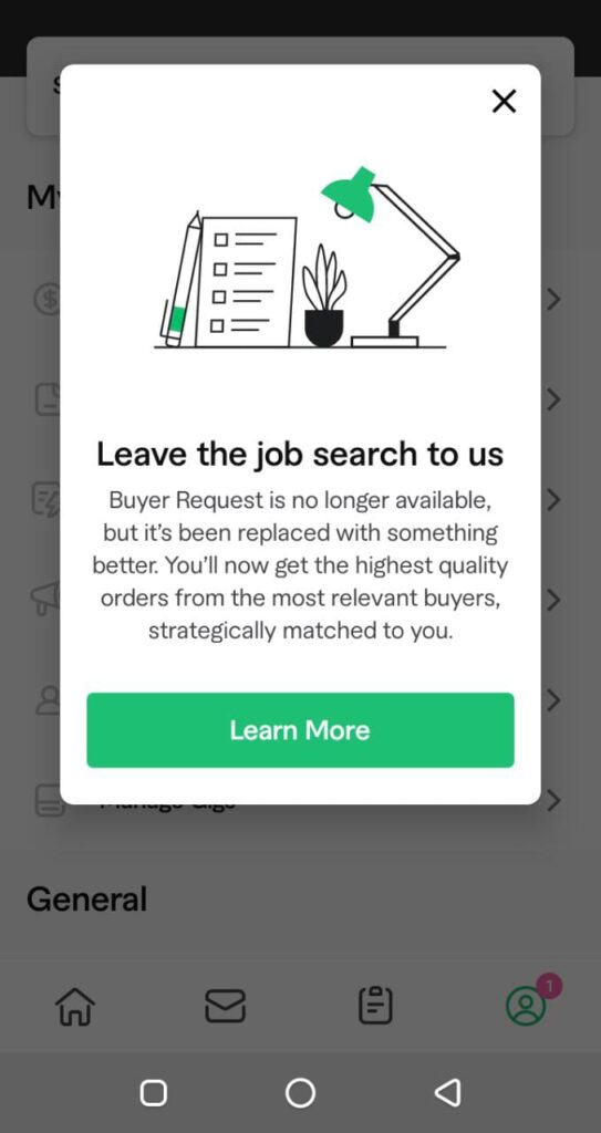 Fiverr Buyer request is no longer available