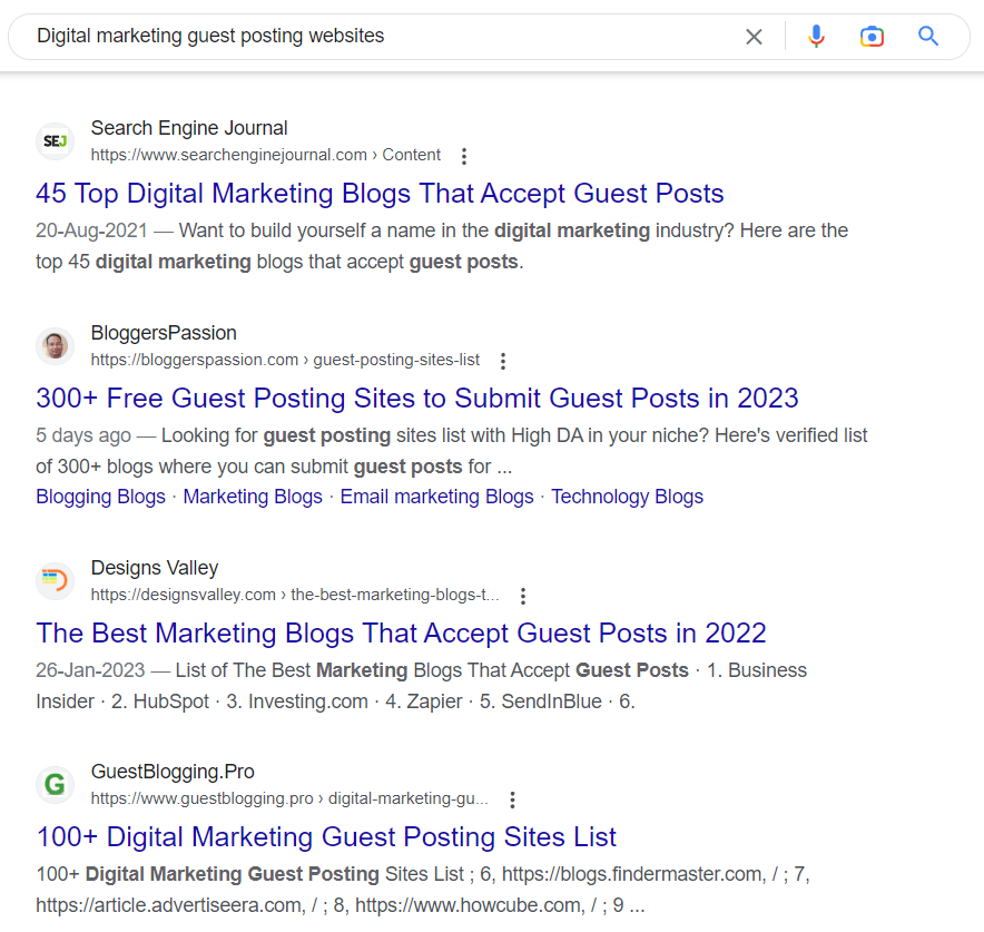 google search screenshot