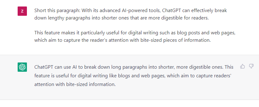 Screenshot of chatgpt shoring a paragraph