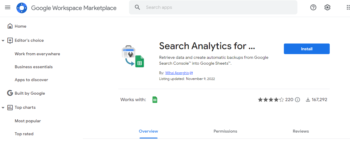 Search Analytics for Sheets