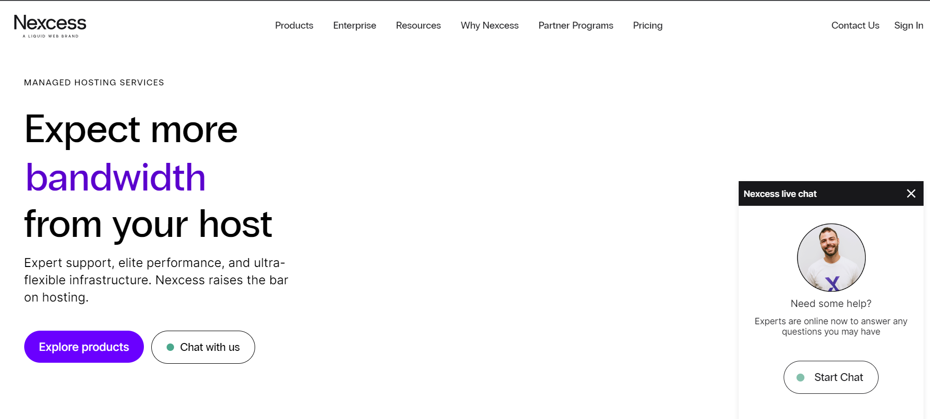 Nexcess homepage screenshot